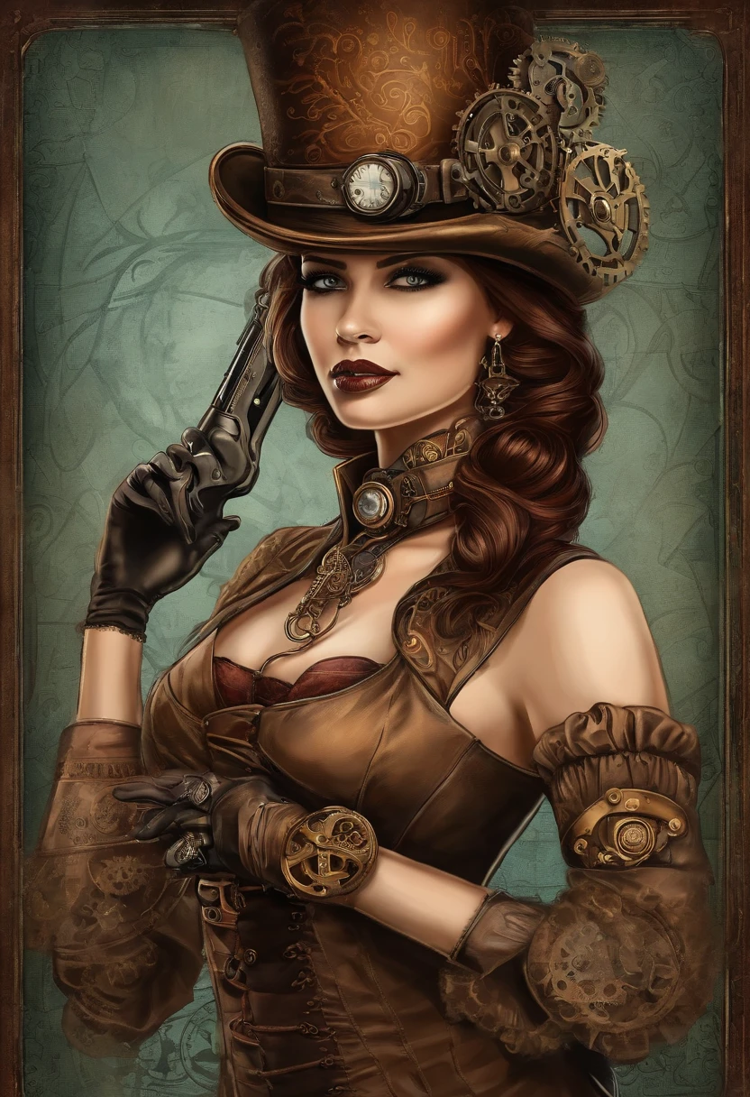There was a man in a steampunk hat,Woman with a gun., steampunk girl, wearing steampunk attire, Teenage inventor steampunk, (steampunc), ( steampunc ), In steampunk style, steampunc, steampunk fiction, steampunk aesthetic, Beautiful steampunk goddess, steampunk beautiful anime woman, steampunc, Fantasia steampunk, estilo de fantasia steampunk, Steampunk art, steampunk digital art, Steampunk clothing
