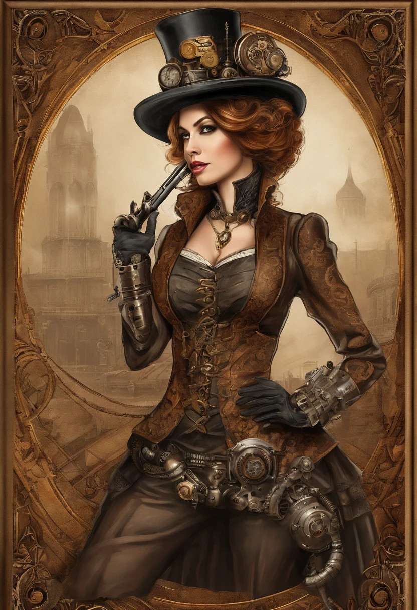 There was a man in a steampunk hat,Woman with a gun., steampunk girl, wearing steampunk attire, Teenage inventor steampunk, (steampunc), ( steampunc ), In steampunk style, steampunc, steampunk fiction, steampunk aesthetic, Beautiful steampunk goddess, steampunk beautiful anime woman, steampunc, Fantasia steampunk, estilo de fantasia steampunk, Steampunk art, steampunk digital art, Steampunk clothing