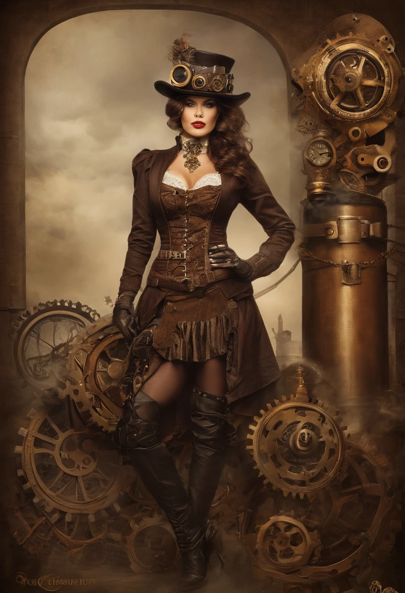 Ultra Resolution, 8k , HDR, Ultra sharp,((top-quality)), ((​masterpiece)), ((realisitic)), (detailed), Reflective,there is a woman in a steam punk outfit posing for a picture, steampunk fantasy style, steampunk girl, steampunk inventor girl, sci-fi steampunk, dieselpunk art style, steampunk pin-up girl, digital steampunk art, steam punk style, steam-punk, young girl in steampunk clothes, steampunk digital art, high quality steampunk art, steampunk