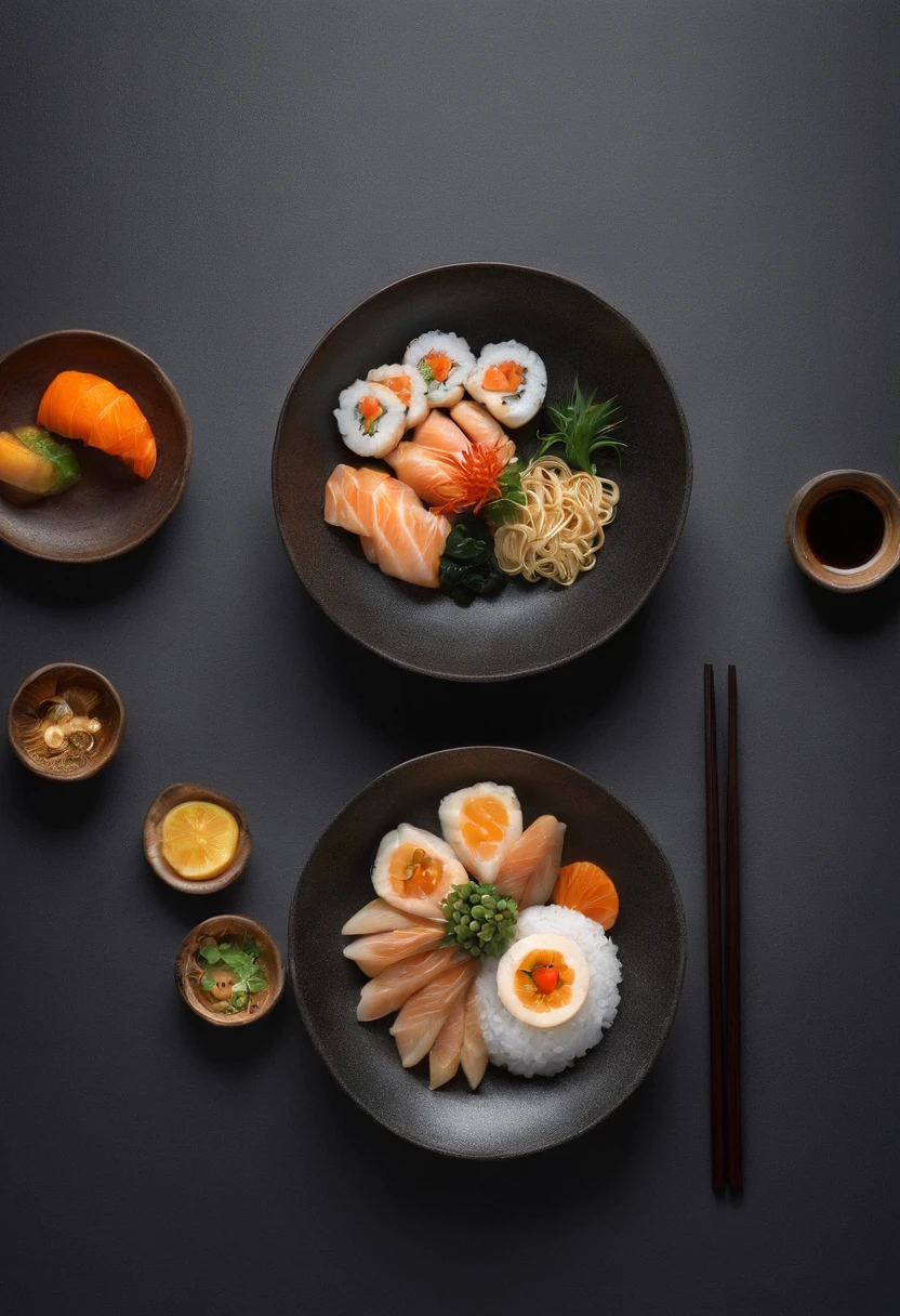 Japanese food, Cinematic, Professional Photography, Studio Lighting, Studio Background, advertising photography, Intricate details, ultra-detailliert, A hyper-realistic, 8K UHD