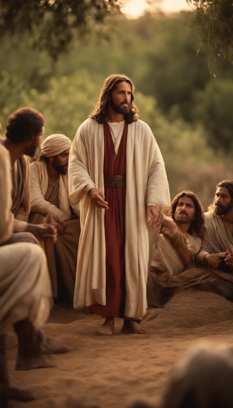 jesus conversando com seus discipulos no campo