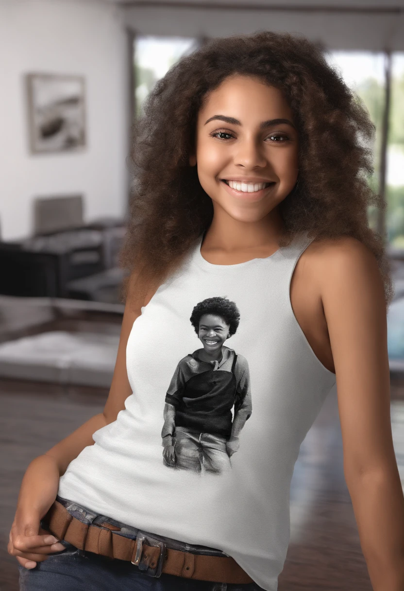 Mulher loira de camisa preta e meias tirando selfie no espelho, sorriso atrevido, 2 Modelo feminina de 4 anos, sorriso provocante, leve sorriso bonito, joelhos enfiados, Pose satisfeita, de joelhos, posando em um quarto, she is wearing a black tank top, muito animado, sentado na cama, lovely smile, she is smiling and excited, sentado em uma cama