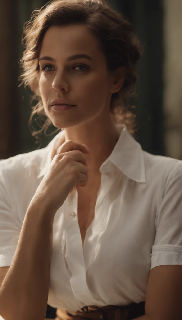 profissional, (4K Photo:1.1) por (Jeremy Lipking:0.3), (Dittmann Anna:0.3), (Marcos Ariano:0.3), (foco nítido:1.3), High detail, Usando (camisa apertada:1.2), Rosto bonito e detalhado, hazelnut eyes, longos cabelos loiros, (mulher jovem atraente:1.3), (sedutor:1.1), (Corar:1.1), Forma do corpo da ampulheta, seios pequenos e redondos, quadris largos, 24yo