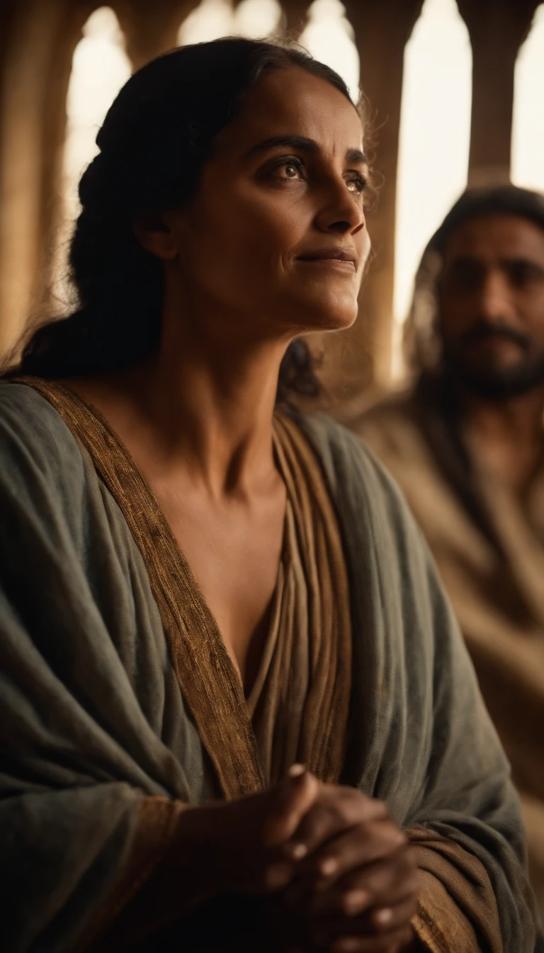 uma mulher judia, in the time of Jesus, conversando com um fariseu,