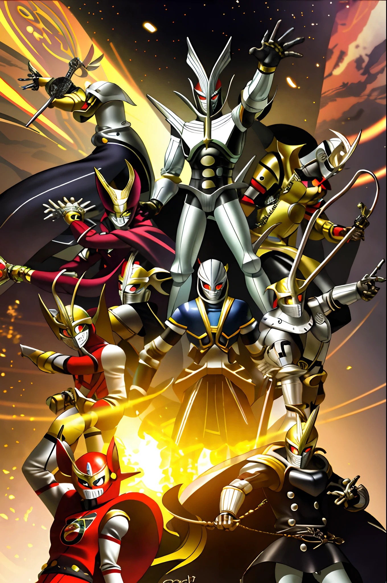 sentai hero, metal hero , angemon, angel, knight, standing solo