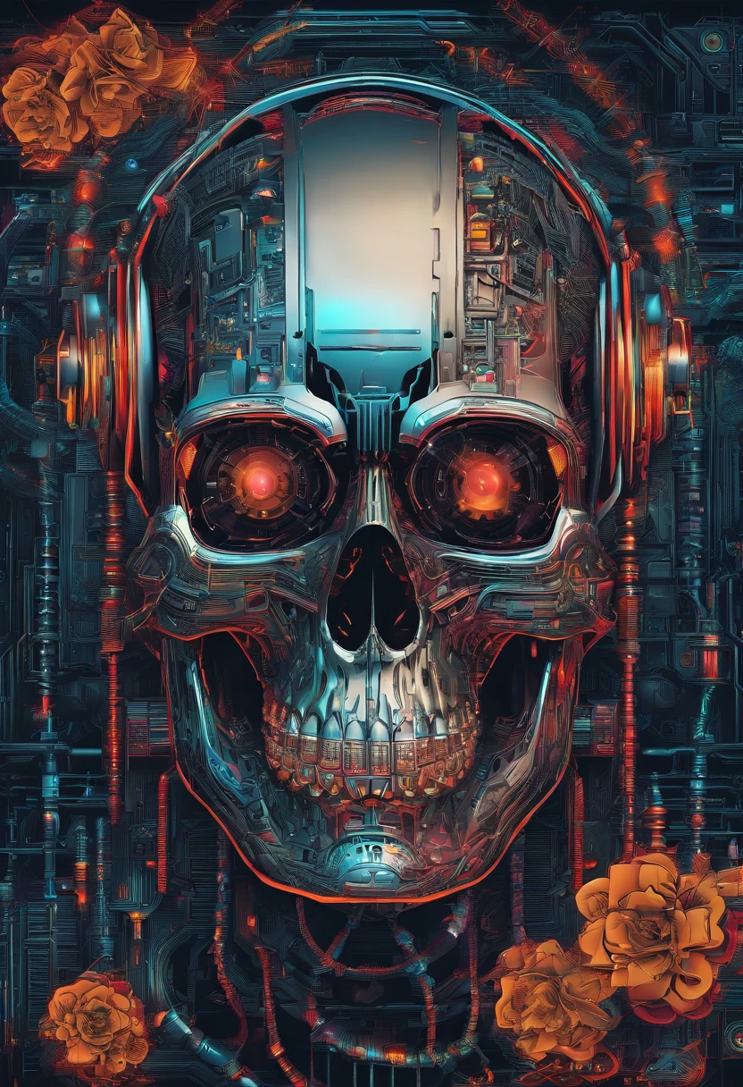 a close up of a skull with a flower on its head, fantasy skull, scary detailed art in color, scary color art in 4 k, sacred skull, conjuring psychedelic background, detailed digital artwork, calavera, sacred skulls, psychedelic illustration, sugar skull, skull face, death skull, scary art in color, skull liminal void background, psychedelic art style
