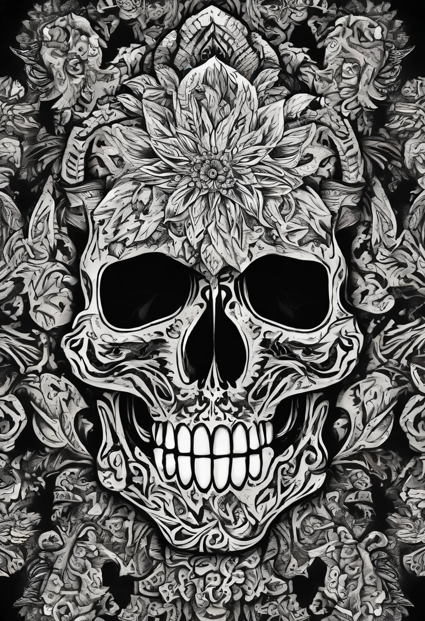 a close up of a skull with a flower on its head, fantasy skull, scary detailed art in color, scary color art in 4 k, sacred skull, conjuring psychedelic background, detailed digital artwork, calavera, sacred skulls, psychedelic illustration, sugar skull, skull face, death skull, scary art in color, skull liminal void background, psychedelic art style