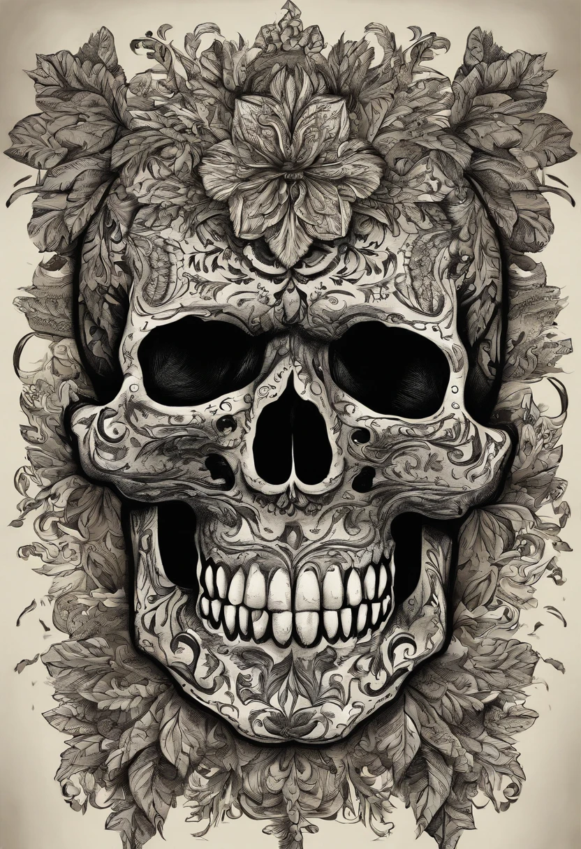 a close up of a skull with a flower on its head, fantasy skull, scary detailed art in color, scary color art in 4 k, sacred skull, conjuring psychedelic background, detailed digital artwork, calavera, sacred skulls, psychedelic illustration, sugar skull, skull face, death skull, scary art in color, skull liminal void background, psychedelic art style