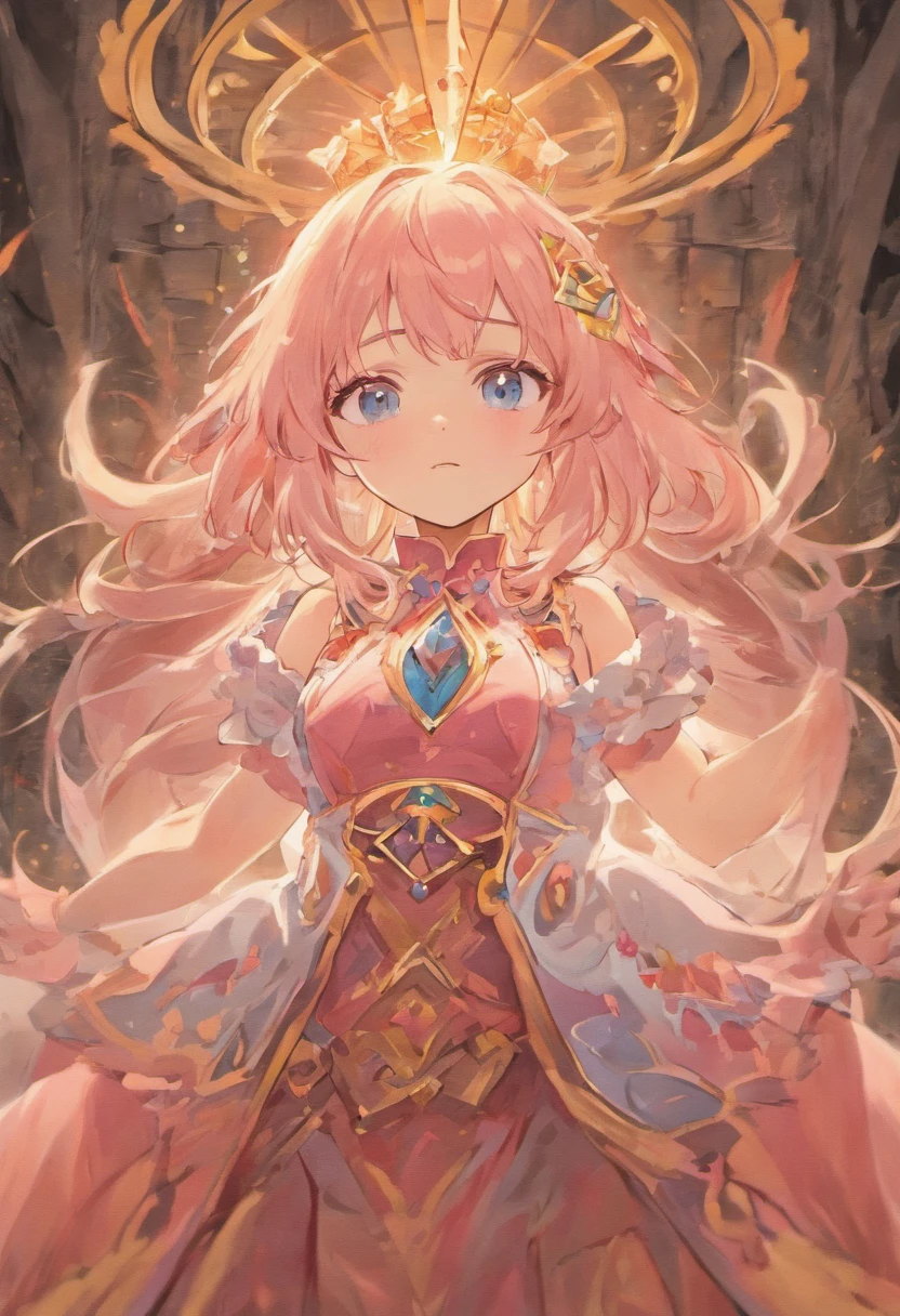 several illustrations of the same character with white background . uma princesa estilo medieval. pintura estilo manga. realistic strokes. rosto adolescente, pink long hair, blue eyes, masterpiece, high quality