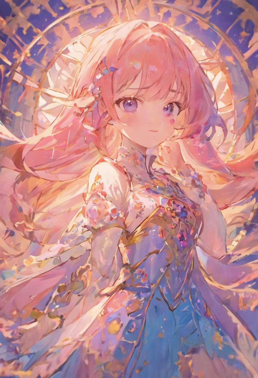 several illustrations of the same character with white background . uma princesa estilo medieval. pintura estilo manga. realistic strokes. young woman, woman, pink long hair, blue eyes, masterpiece, high quality