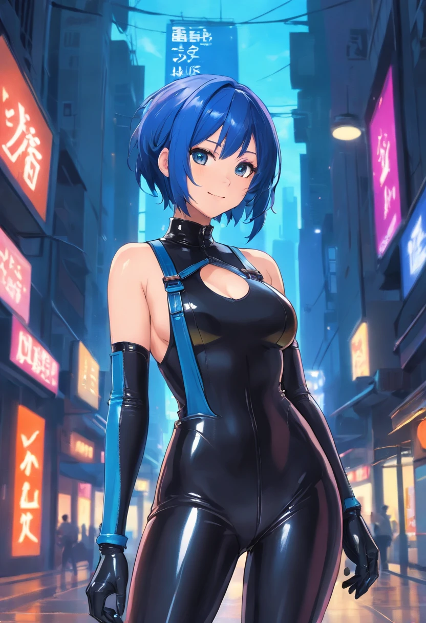 Super beautiful girl, (masterpieceの目:1.3), (Sleeveless Exoskeleton Bodysuit:1.3), Sweaty skin, (Blue Hair, ponytail), (Exposed armpits, exposed Underarm, Exposed crotch), cowboy_shot, Side Focus, Shiny, Huge_chest, wide_Waist, (Put your arms behind your head, Underarm), Open Stance, (Cybertechpunk mouth mask:1.2), Cyberpunk City, (Bunny ears, Rabbit's Tail), masterpiece, highest quality, It captures a very cute moment, Depth of written boundary, Super detailed, Ultra-high resolution, c4d, Octadale, 3D Modeling, 8k, 16k,