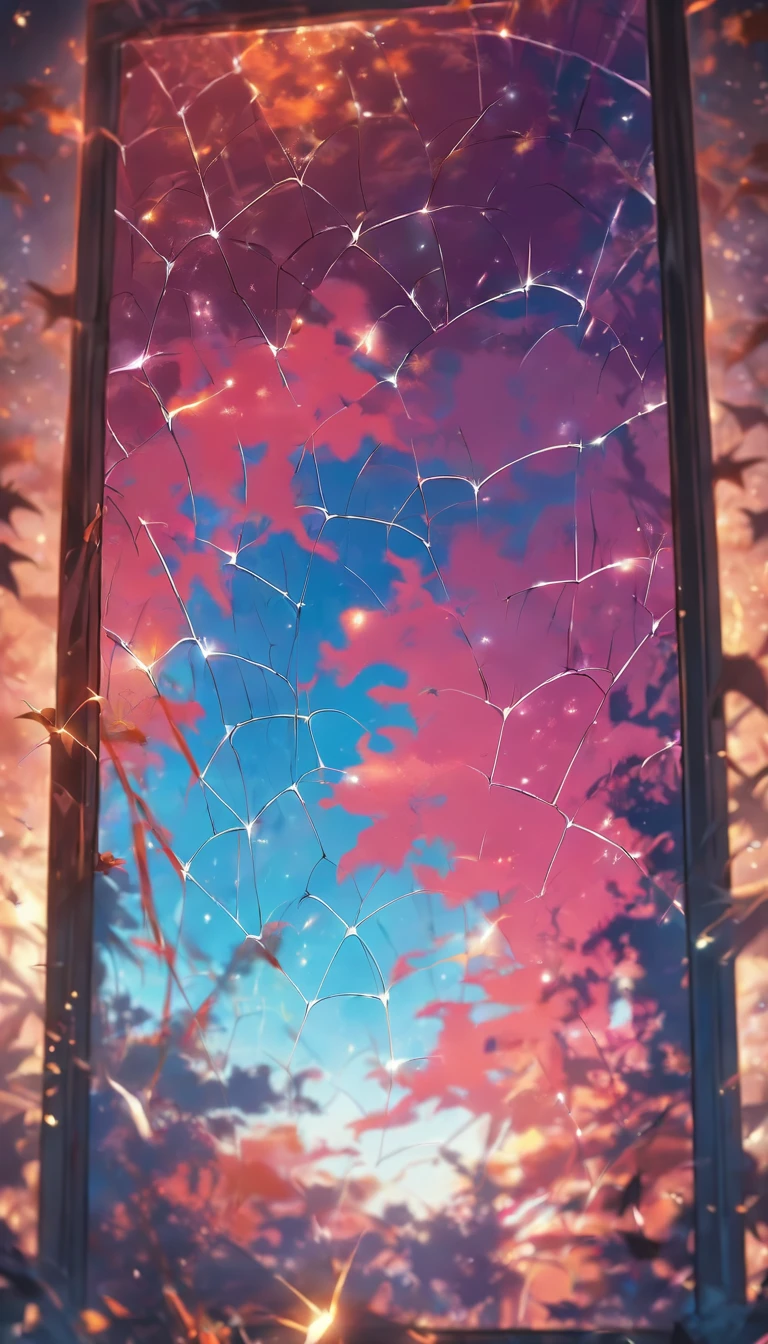 Mirror with spider web-like cracks