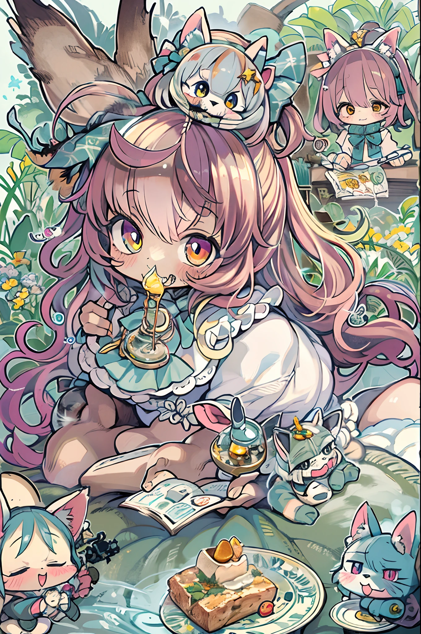 Alice \(Alice in Wonderland\),kawaii、 girl、Cheshire Cat