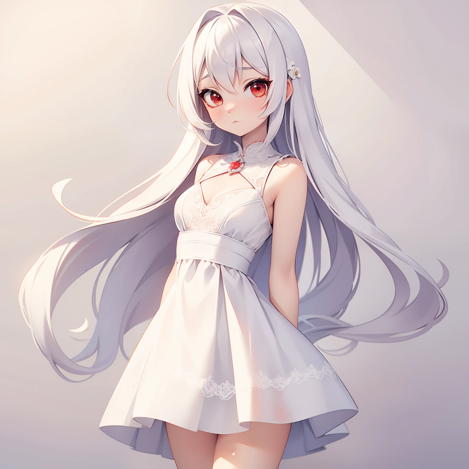 Girl, red eyes, white dress