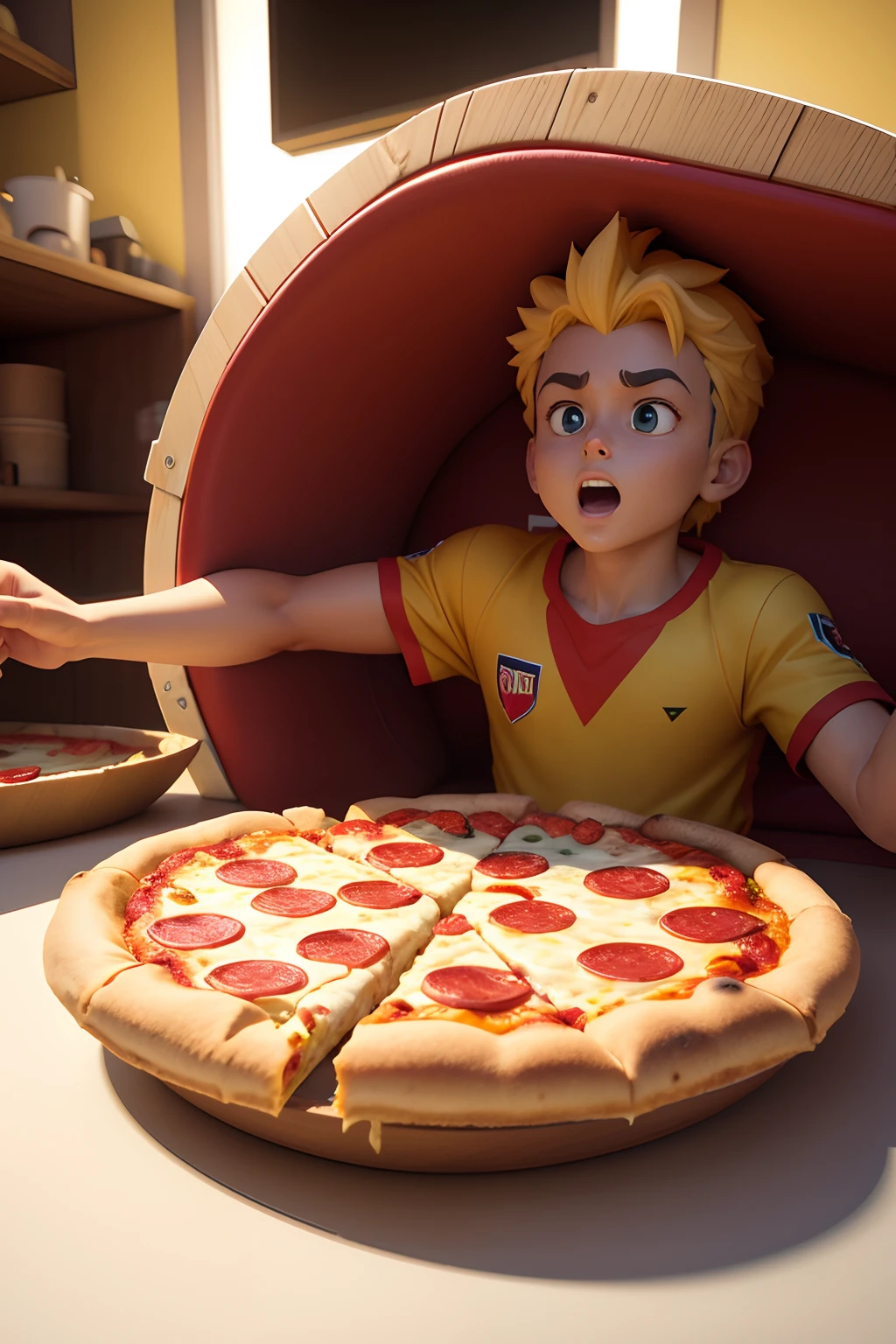pizza 3d animada jogando bola
