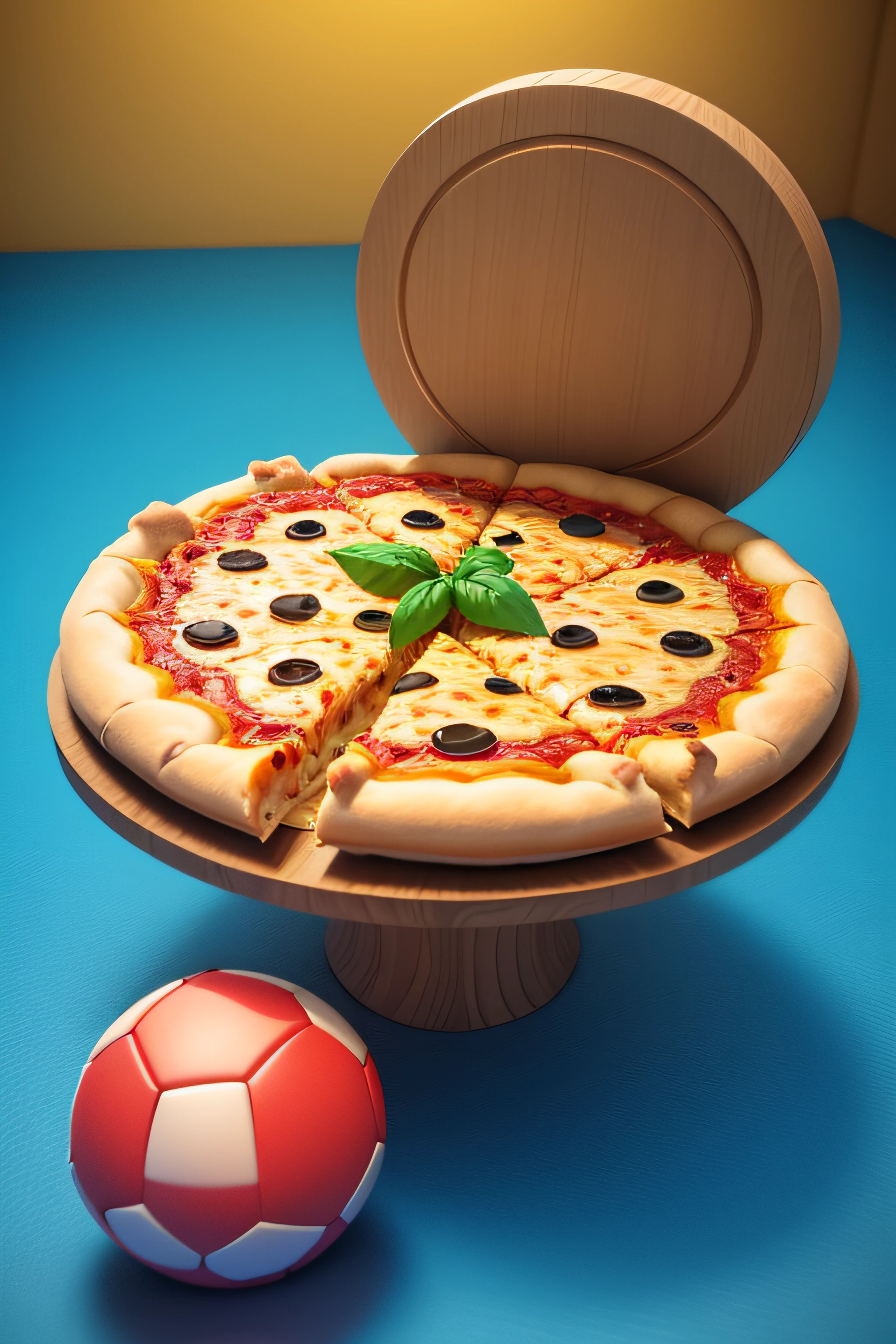 pizza 3d animada jogando bola