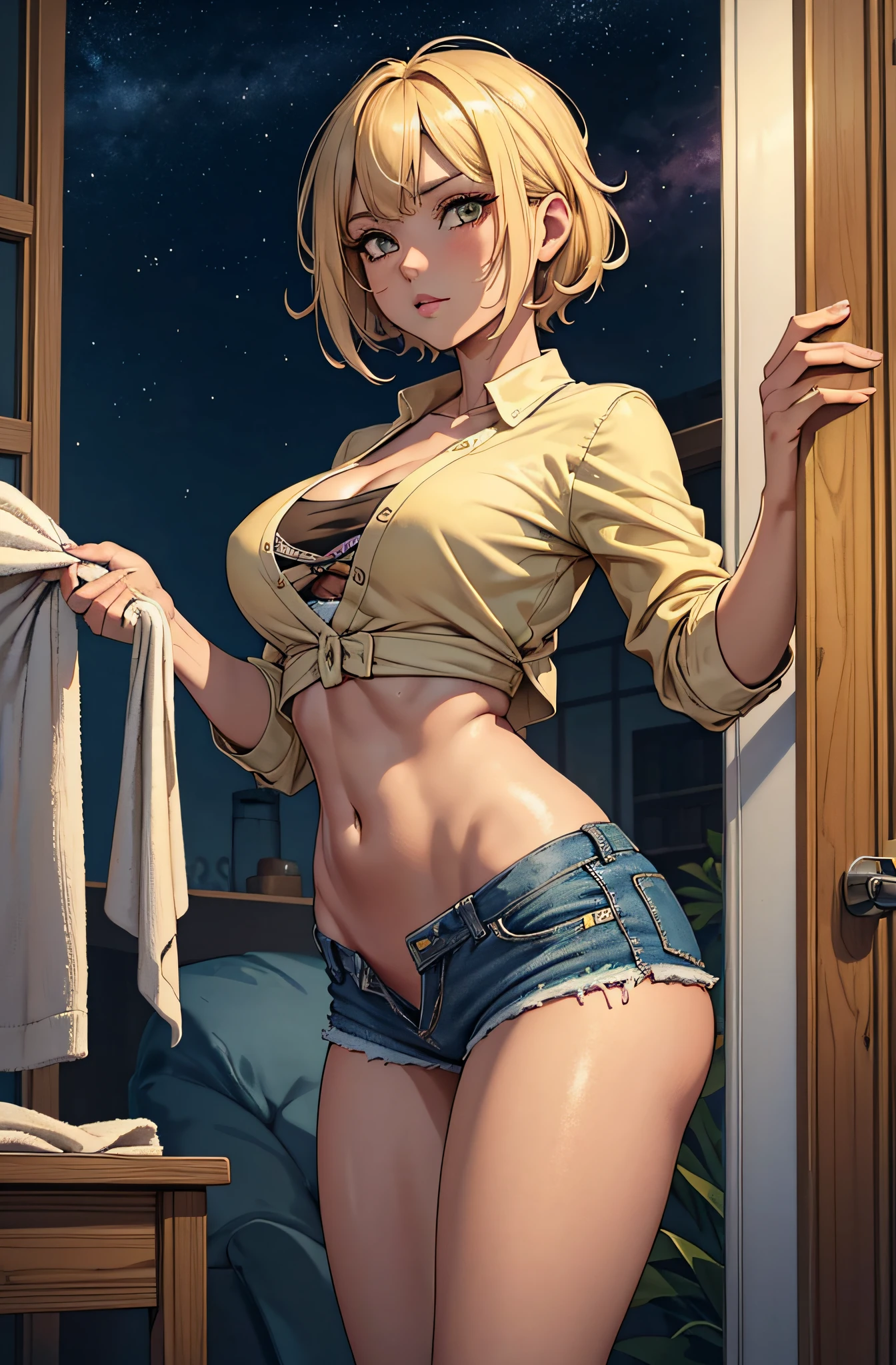(master part, best quality:1.2), extremamente detalhado, ambient soft lighting, 4k,
1girl, sozinho, Standing, parte superior do corpo, (de baixo:1.2), Toga Himiko, Himikotoga, Togahimiko, Dutch angle,
olhos amarelos, bolsas sob os olhos, long eyelashes, bushy eyelashes, Olhando para o Viewer, olhando para baixo, 
blonde hair, short hair, coque duplo, messy hair, fechaduras laterais longas,
sorrir, boca aberta, Barragens,
Serafuku, Beige cardigan, Saia plissada,
Erection, Grande , large testicles,  bainha, (testicles skin color, cor da pele :1.2), 
ao ar livre, beco, Casas, legume, vegetation,
 infp mulher jovem, lindos seios Grandes, Camisa de abertura frontal, Pintura corporal com desenhos pop desenhados diretamente em todo o corpo, Forms of the heart, Design de Arte Pop, Moda de vanguarda, inovador, The center of attention, tokyo prefecture, Nova Iorque, Design de arte especial, pelos pubick, Detalhes Cameltoe, -lema, Antecedentes do romance,Um cabelo escurofoto de um nsfw, melhor qualidade menina,cabelo medim,Feliz, ass(pernas afastadas:1.3) (,:1.3,)neon lights,neon palette, tema,(Noite:1.2), brilhante, (Escuro:1.2), dentro,Blue sofa, ,after shower,toalha de banho, fofo, professional lighting, corpo inteiro,1girl, tentacles, slime \(substance\), dripping, 
denim shorts, crop top, horror \(theme\), bound, large breasts,, masterpiece, best quality, highly detailed