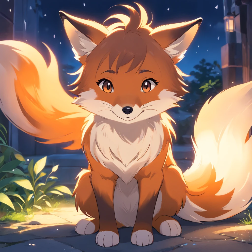 Adorable fox in disney movie style, usando um capuz, cinematic lighthing, Depth detection, hiper detalhada, qualidade 8k. chorando