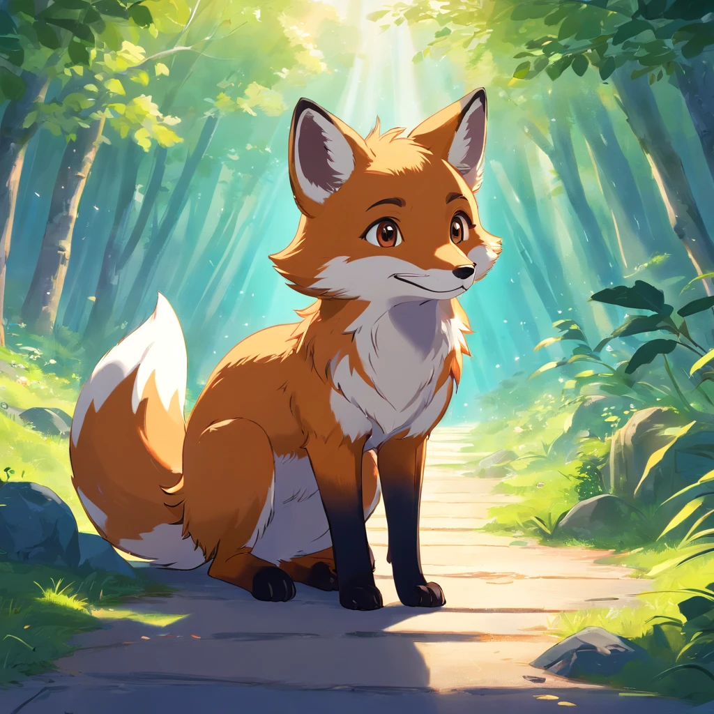 Adorable fox in disney movie style, usando um capuz, cinematic lighthing, Depth detection, hiper detalhada, qualidade 8k. chorando