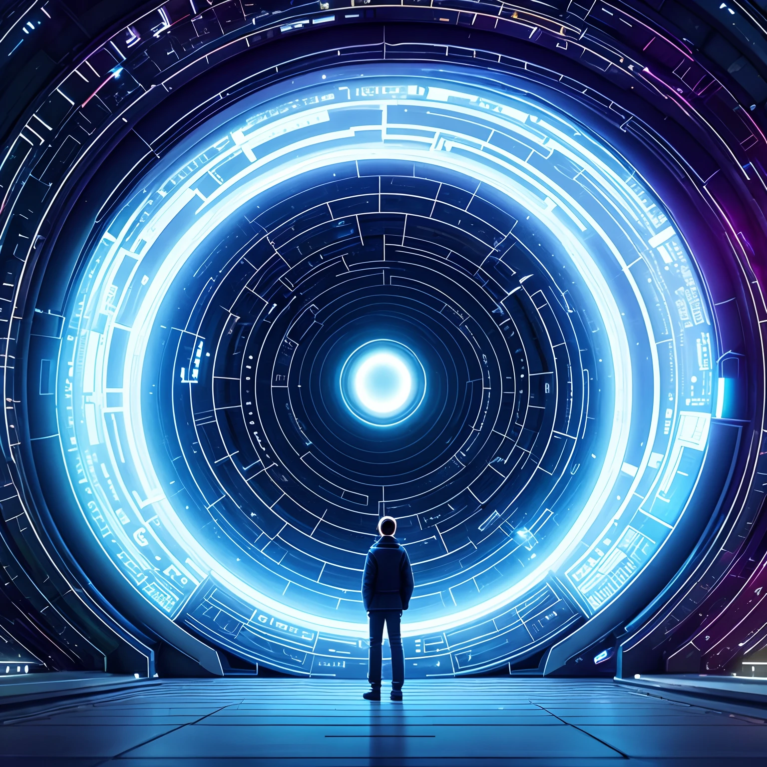 The Arafeds stand in the tunnel，The background is a black hole, portal to outer space, astronaut lost in liminal space, interstellar infinity portal, 3 d render beeple, majestic interstellar portal, portal in space, Inspired by Beeple, Kolossel interstellar portal, wormhole, author：beeple, beeple |