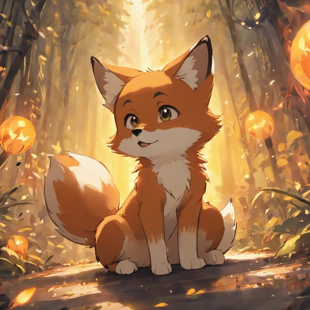Adorable fox in disney movie style, chorando