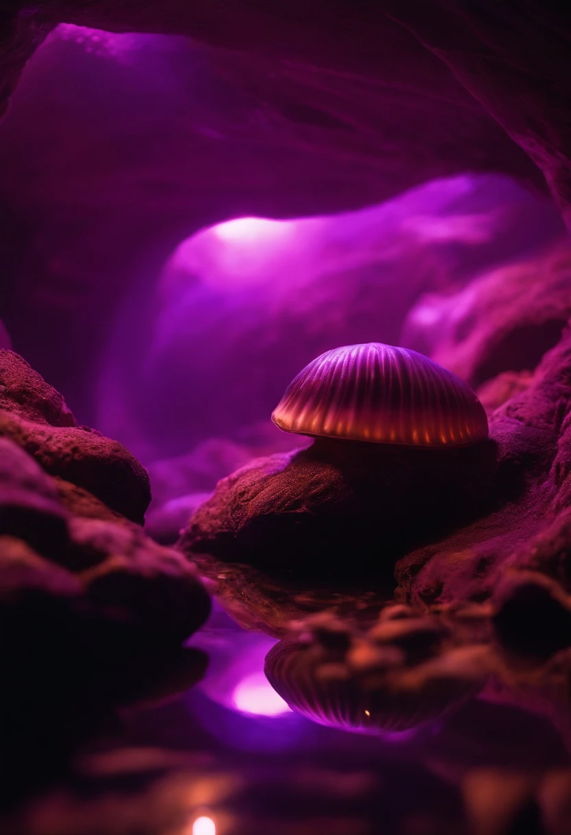 8k underground molluscs with purple lights in the background