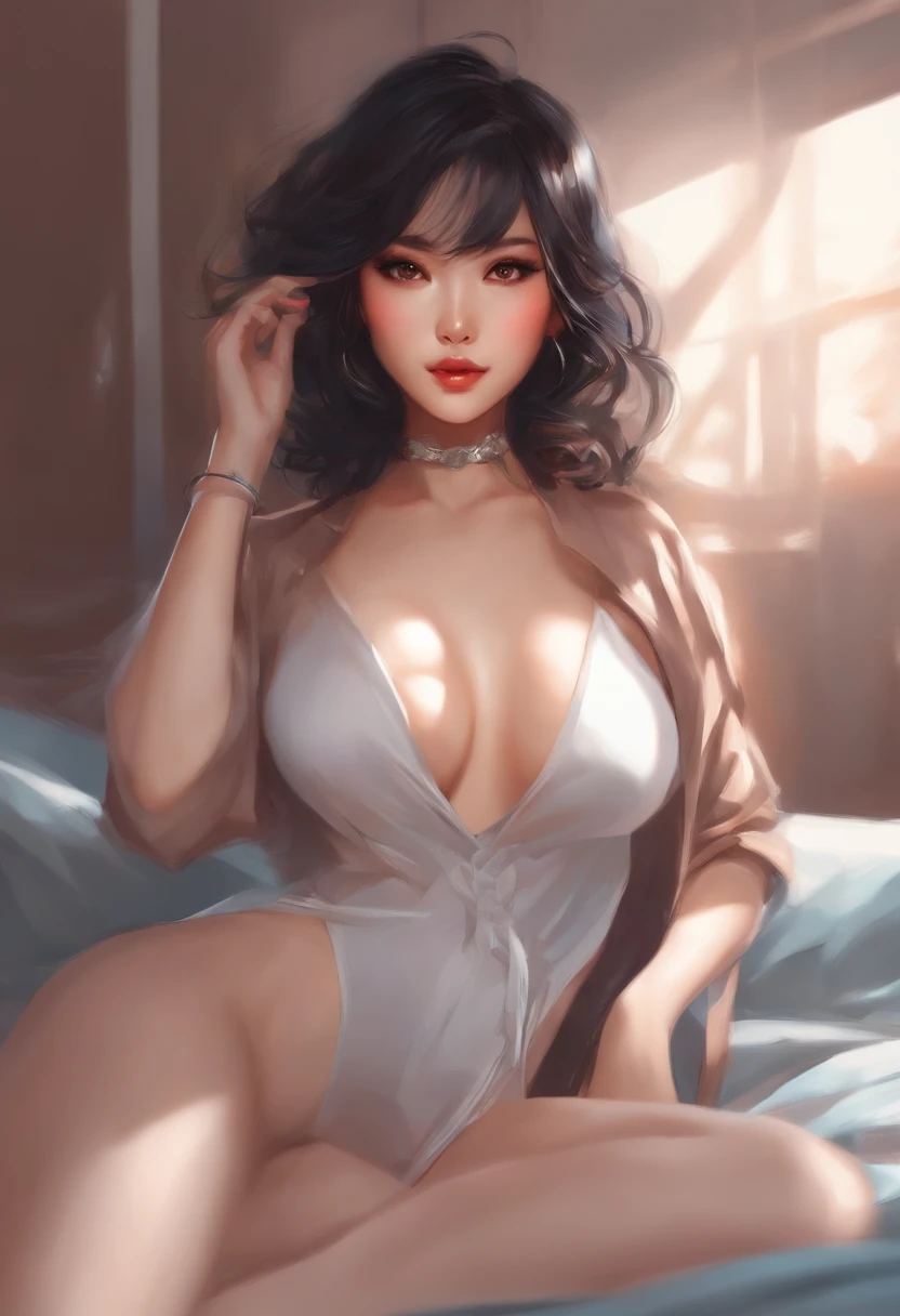 sexy asian woman in lingerie posing on a bed with a camera, seductive anime girl, artwork in the style of guweiz, japanese goddess, beautiful alluring anime woman, ig model | artgerm, photorealistic anime girl render, wlop art, lois van rossdraws, in style of wlop, the style of wlop, wlop rossdraws