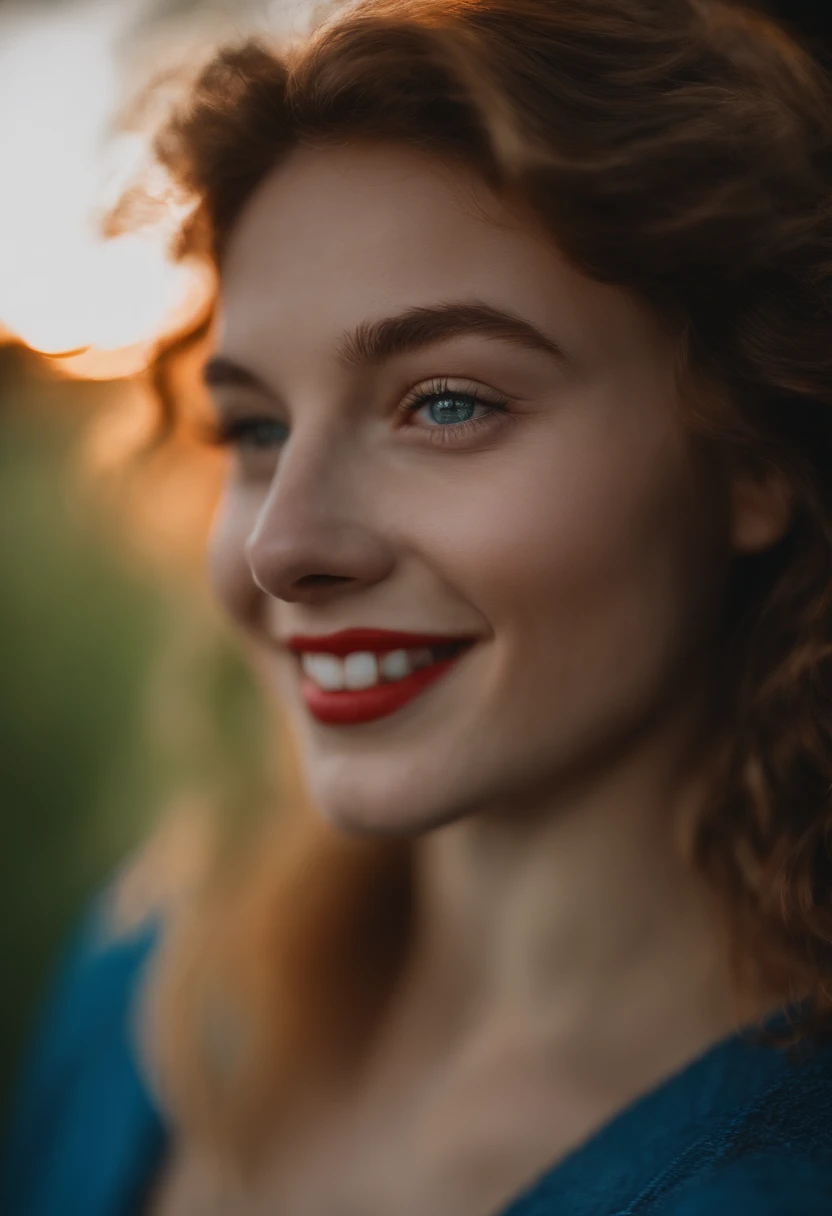 Un primer plano de un KFUKVF-1990, sonriente, con cabello azul y rosa, Un retrato de personaje, inspirado por Cindy Sherman, Unsplash, red and cinematic lighting, Retrato de una joven adolescente, Retrato de ojo de pez, XF35mmF1.4 R, ƒ/2.8, 35.0 mm, 1/200, ISO 500