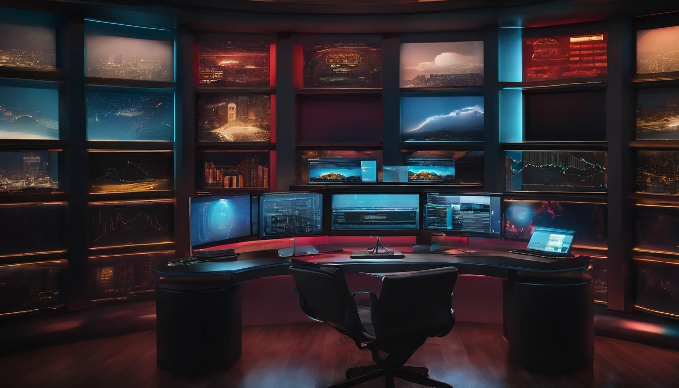 Variable income trading desk with computer, luz matinal
