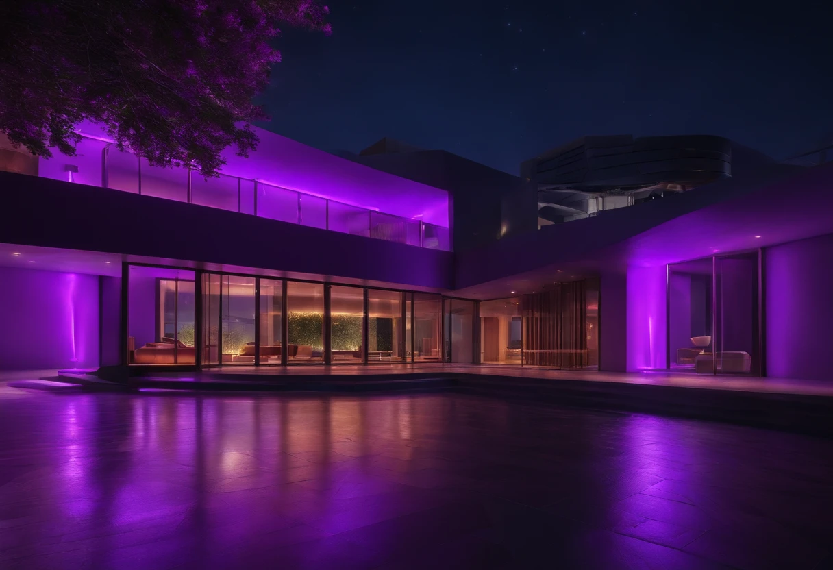 8k building with purple lights in the background