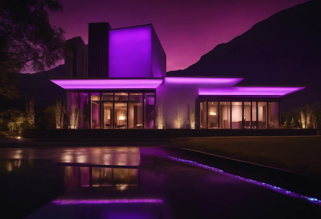 8k building with purple lights in the background