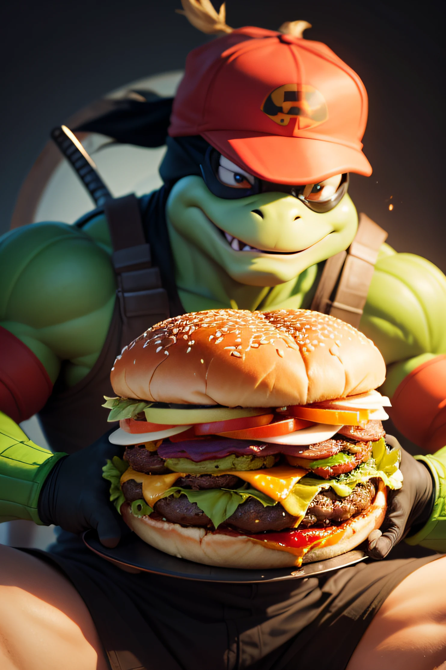 MAKE A NINJA TURTLE HOLDING A BURGER