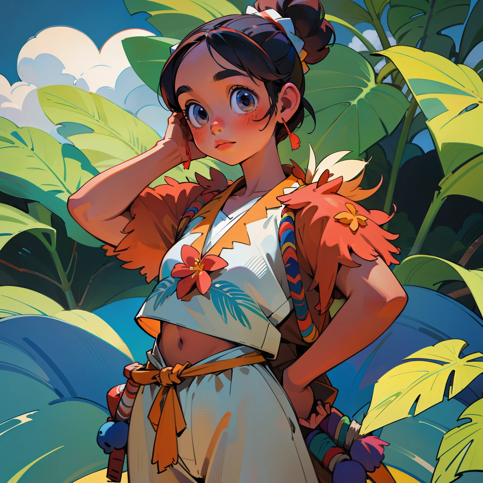 cute hawaiian girl, native hawaiian girl, pacific islander, realistic cute outfit, hawaiian culture