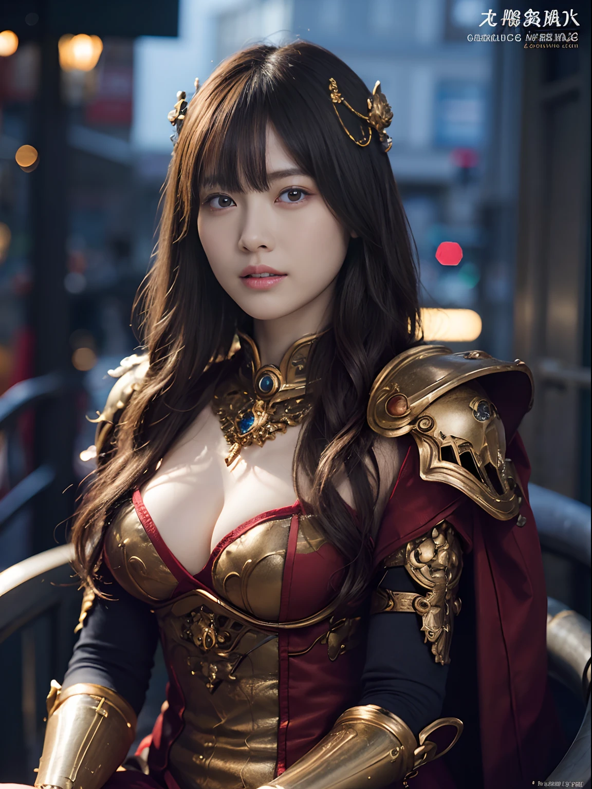 top-quality、masterpiece、超A high resolution、(Photorealsitic:1.4)、Raw photo、1人、Black hair、glowy skin、((1 Mechanical Girl))、((super realistic details))、portlate、globalillumination、Shadow、octan render、8K、ultrasharp、Colossal tits、Raw skin is exposed in cleavage、metals、Details of complex ornaments、Japan details、highly intricate detail、Realistic light、CGSoation Trends、a purple eye、radiant eyes、Facing the camera、neon details、Mechanical limbs、blood vessels connected to tubes、Mechanical vertebrae attached to the back、mechanical cervical attaching to neck、sitting on、Wires and cables connecting to the head、Gundam、Small LED lamp、Particles of light、