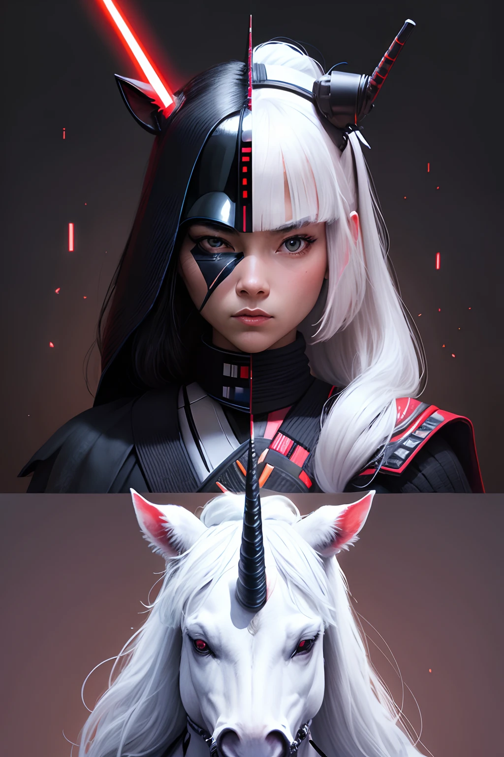 darth vader, samurai, unicorn