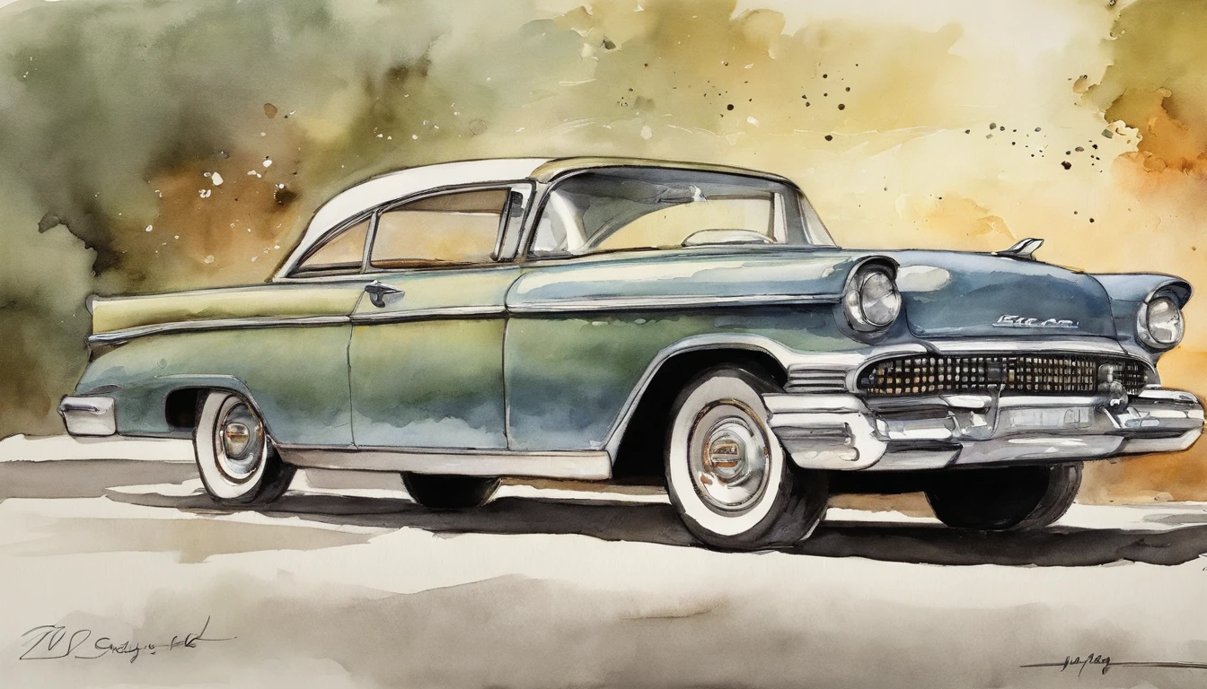 there is a cartoon old car retro futuristic parked on the side of the road, 1998, 1 9 99, vintage car, 1 9 98, 1 9 99, 2000, vintage cars, 1 9 98, 1 9 99, 2000, a wide full shot. illustration. realist. 3d. mega man game style.