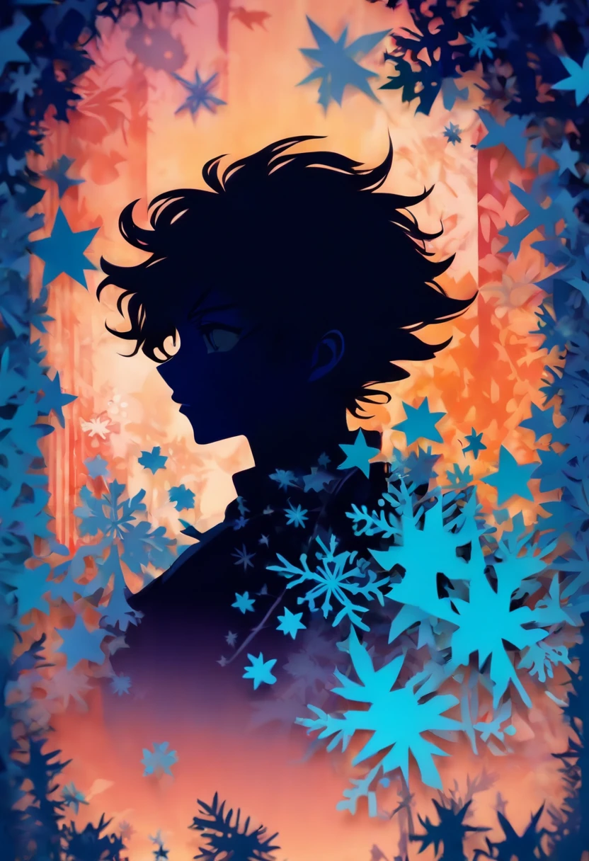 (Silhouette Art,cutouts:1.6) (((Paper cutting art,A world where only black exists:1.3) ((Background only))、white, BREAK (Light blue snowflakes) Textured glass background,Arcana World