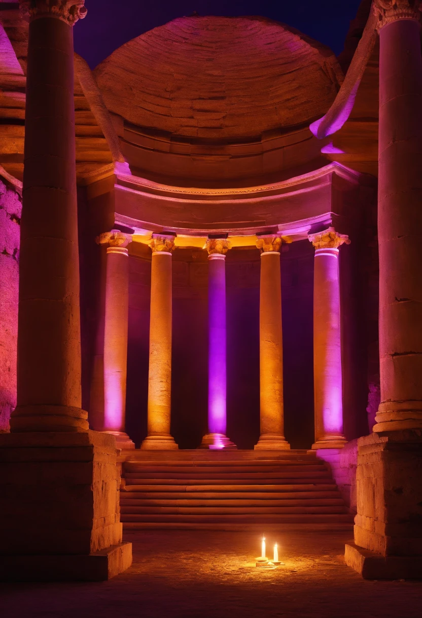 8k romans with purple lights in the ancient world