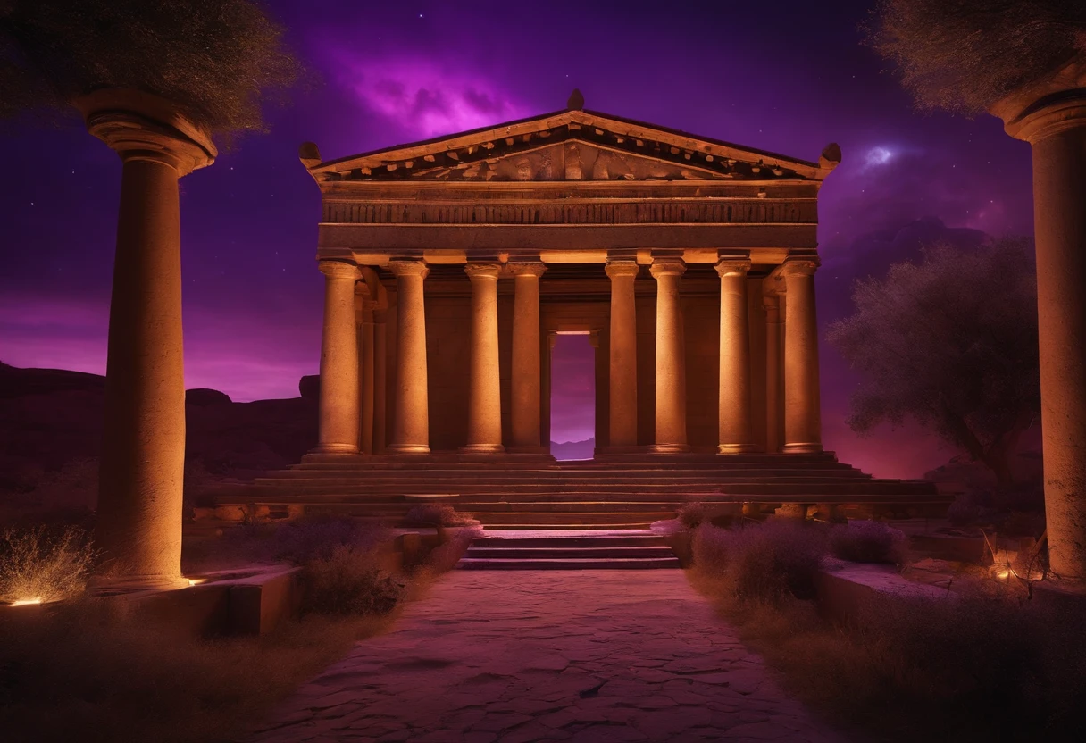 8k romans with purple lights in the ancient world