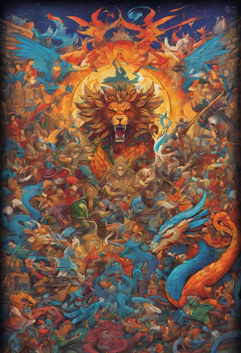 (Heroes of Might and Magic), rey, Manticore, basilisk, Fight scene, Magic Castle Army