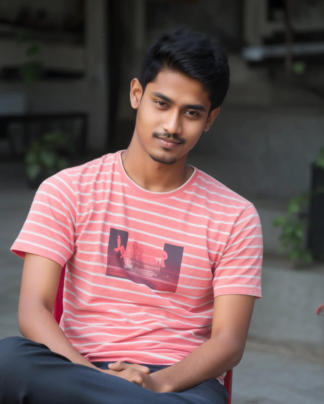 there is a man sitting on a red chair with a skateboard, ayan nag, riyahd cassiem, inspired by Bikash Bhattacharjee, with accurate face, vastayan, with lovely look, johnatan wayshak, assamese aesthetic, candid picture, modeling shoot, casual photography, jayison devadas, teenage boy, ranjit ghosh
