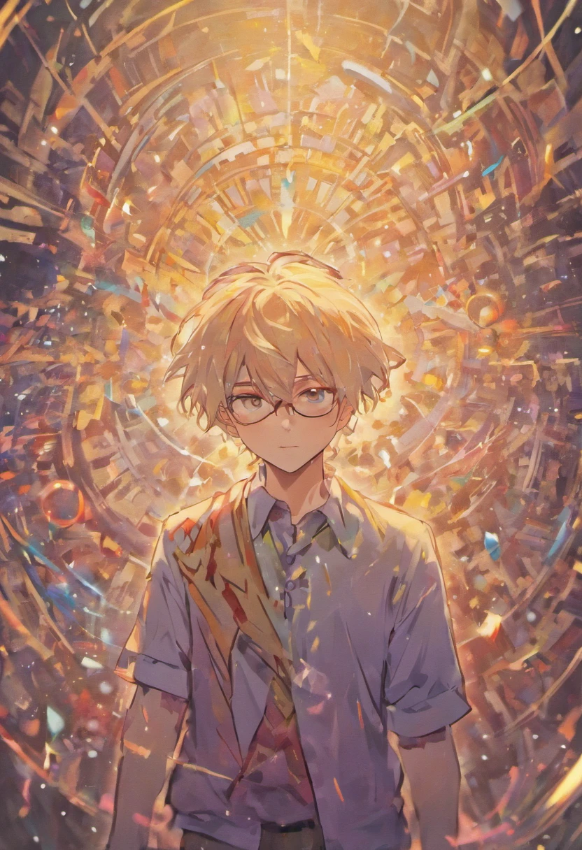 man with long hair, his hair is white, his hair is disheveled and a bit messy, this man wears glasses with a round frame, he appears to be 55 years old, he has fair skin, blue eyes and an expression captivating. he is wearing a white shirt. his face resembles albert einstein's face, 4k.