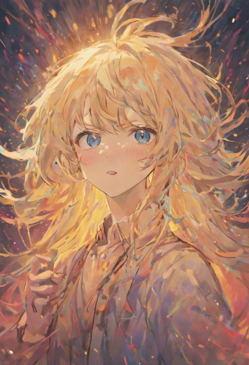 man with long hair, his hair is white, his hair is disheveled and a bit messy, this man wears glasses with a round frame, he appears to be 55 years old, he has fair skin, blue eyes and an expression captivating. he is wearing a white shirt. his face resembles albert einstein's face, 4k.