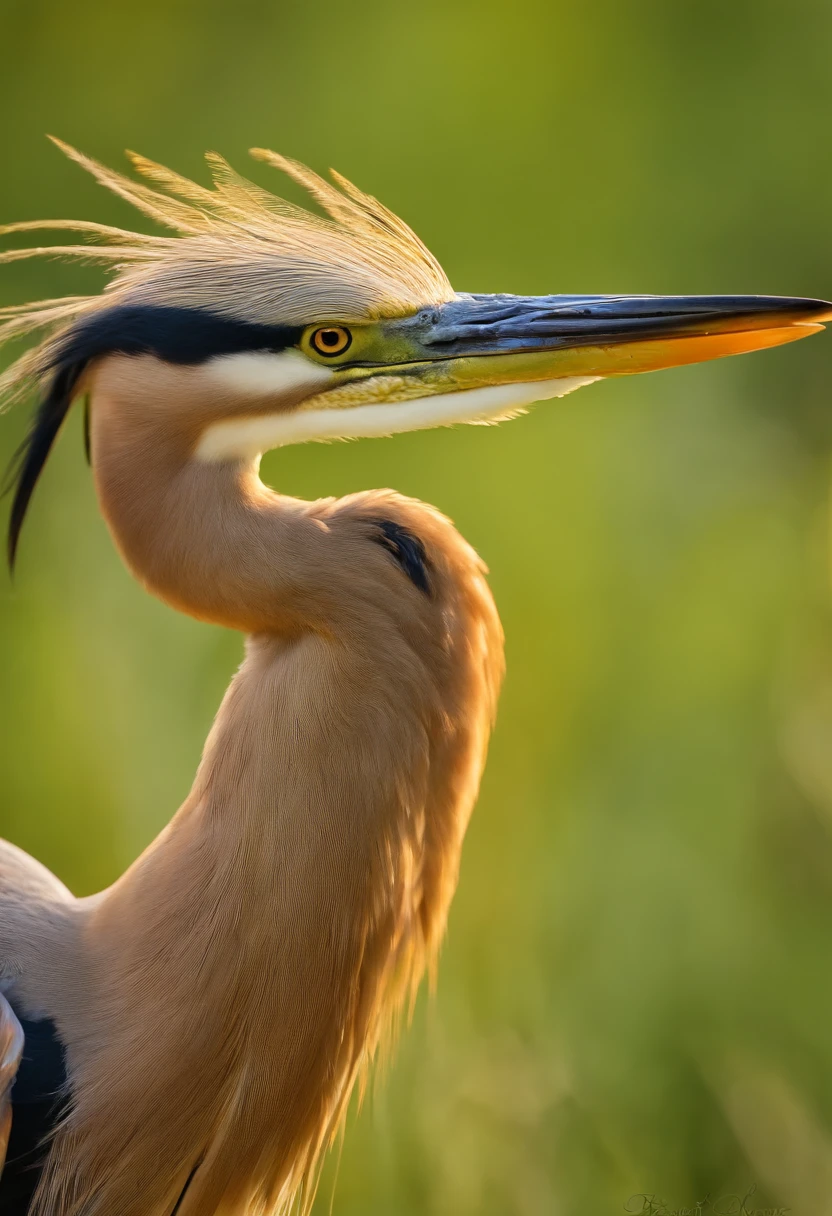 Golden heron in close-up