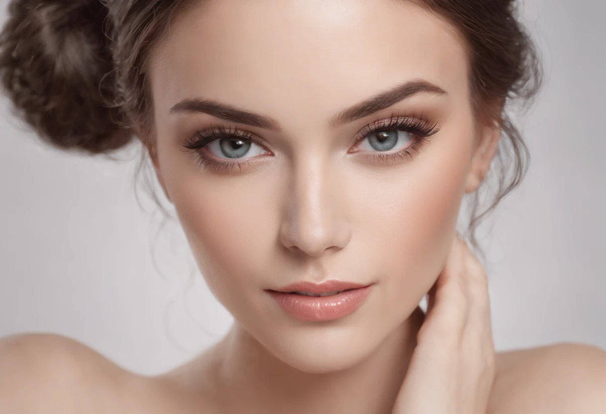 fotorrealista, Lip gloss, Pintura, Realistic, best quality, Ultra high resolution, profundidade, cor pastel, sombreamento natural, foco no rosto, face only, Olhando para o Viewer, cabelos longos, hair accessory, cabelos pretos, olhos castanhos e bem detalhados, vestir