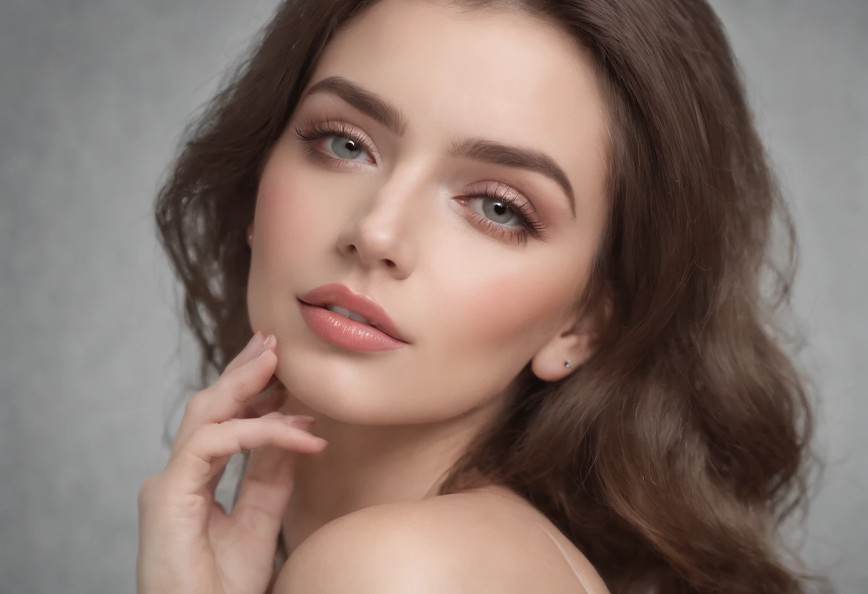 fotorrealista, Lip gloss, Pintura, Realistic, best quality, Ultra high resolution, profundidade, cor pastel, sombreamento natural, foco no rosto, face only, Olhando para o Viewer, cabelos longos, hair accessory, cabelos pretos, olhos castanhos e bem detalhados, vestir