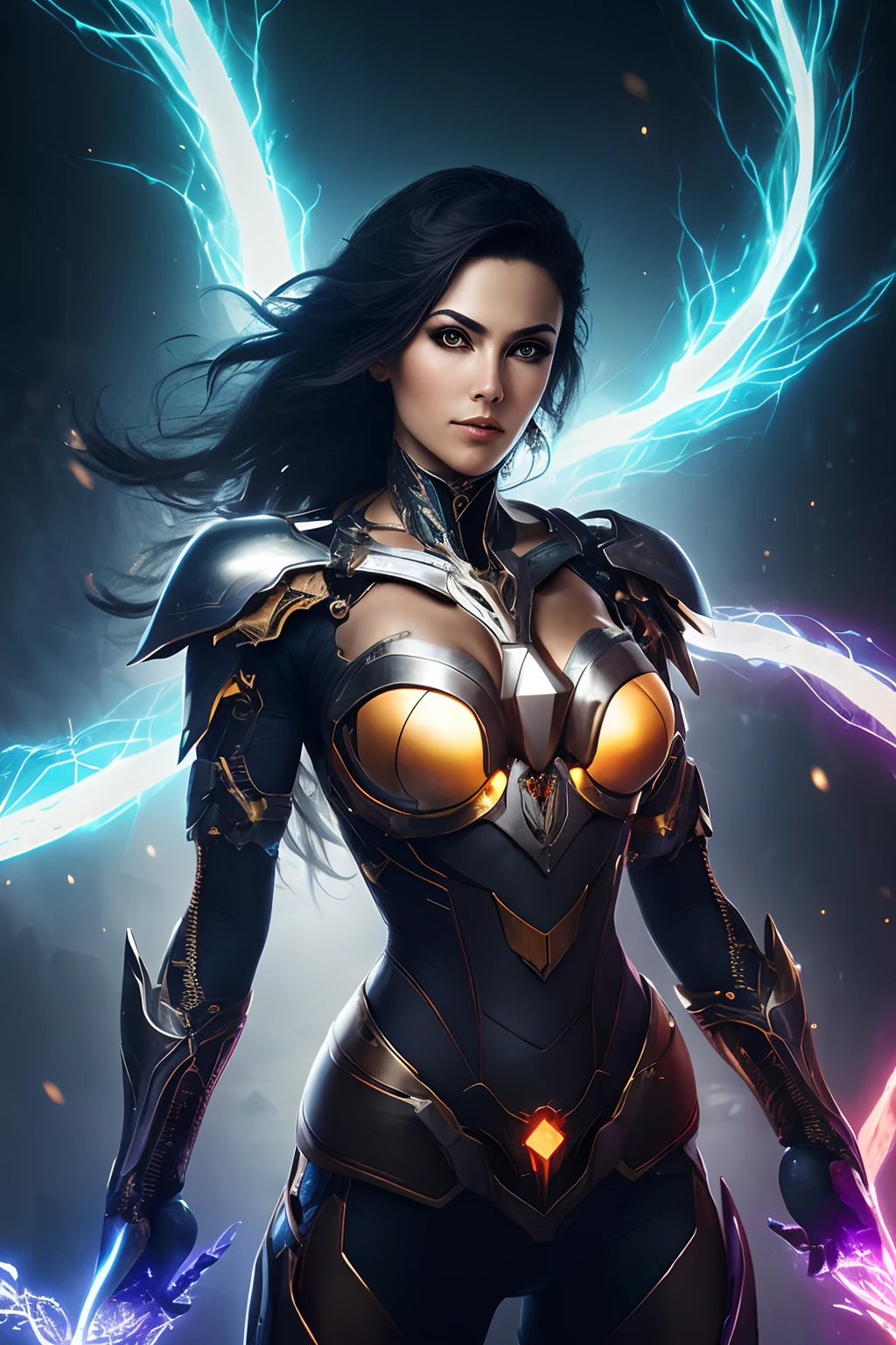 (papel de parede 8k extremamente detalhado), An average photo of a beautiful necromancer cyborg woman, intrincado, alto detalhe, Dramatic