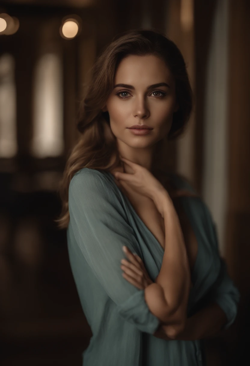 profissional, (4K Photo:1.1) por (Jeremy Lipking:0.3), (Dittmann Anna:0.3), (Marcos Ariano:0.3), (foco nítido:1.3), High detail, Usando (camisa decotada:1.2), partido, Rosto bonito e detalhado, hazelnut eyes, longos cabelos loiros, (mulher jovem atraente:1.3), (sedutor:1.1), (Corar:1.1), Forma do corpo da ampulheta, grandes seios redondos perky, quadris largos, Em Nova Iorque