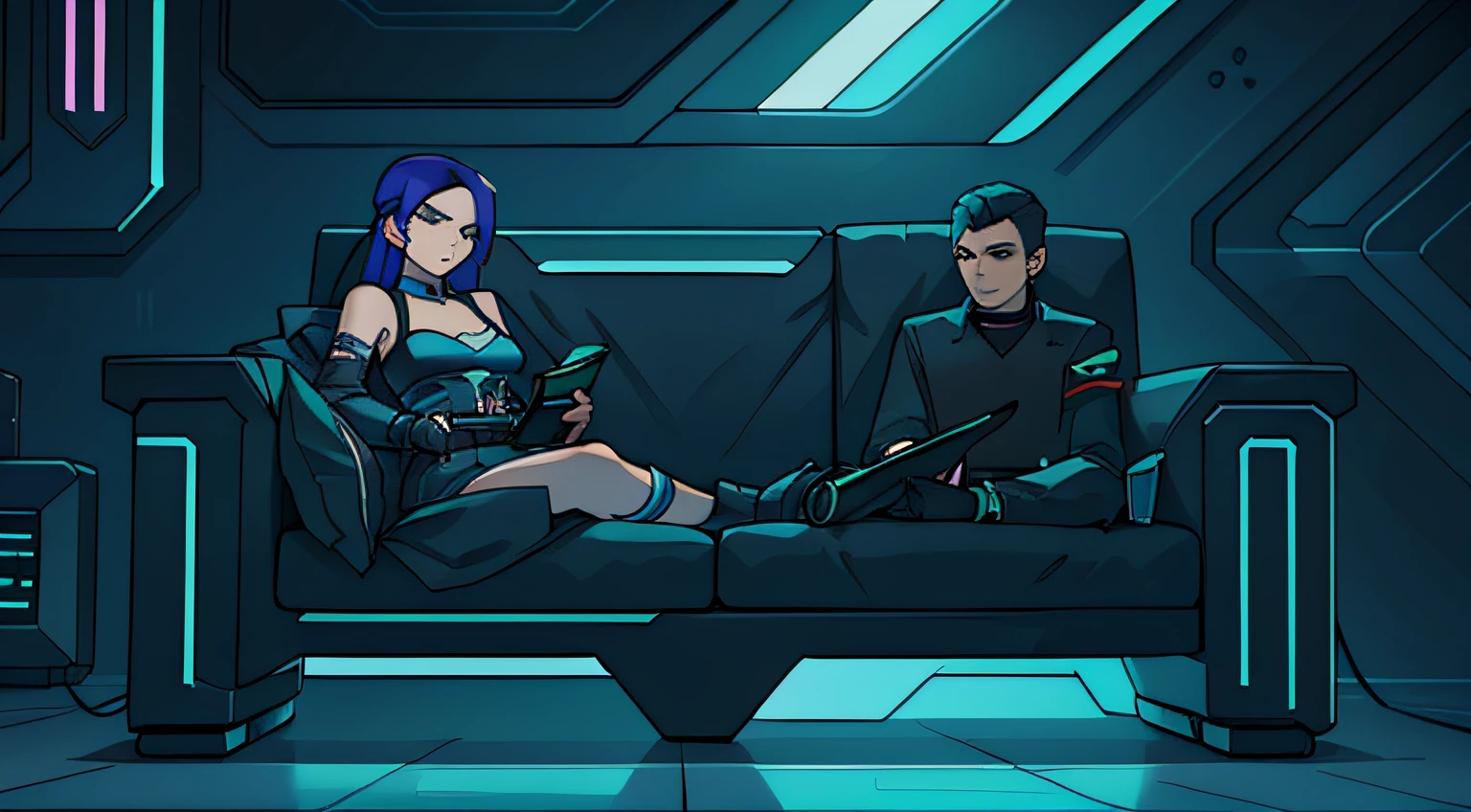 Cyberpunk sofa, Futuristic design，A masterpiece of futuristic craftsmanship，Full of mechanical feel，frontage，Lateral face，top face