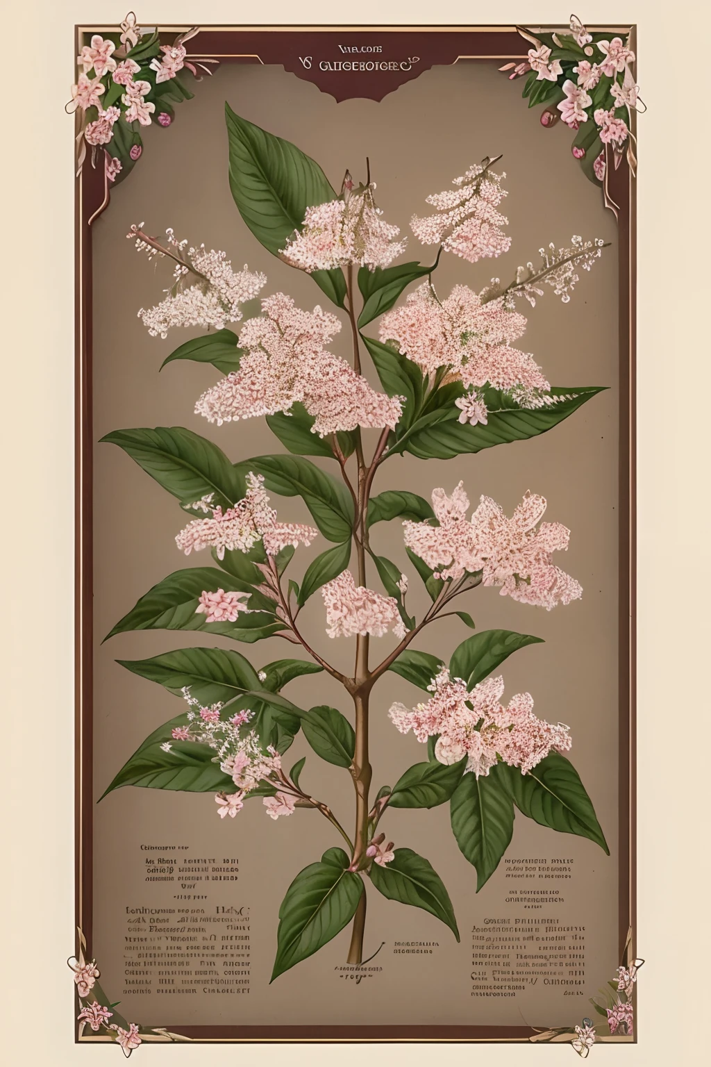 Vintage Victorian style　Precise botanical encyclopedia (best quality:1.2), (detailed:1.2), (masterpiece:1.2), vintage botanical illustrations of cherries and cherry blossom flowers, ((cherry))